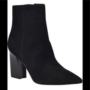 MARC FISHER LTD UMIKA Black Heeled Suede Ankle BOOTIE